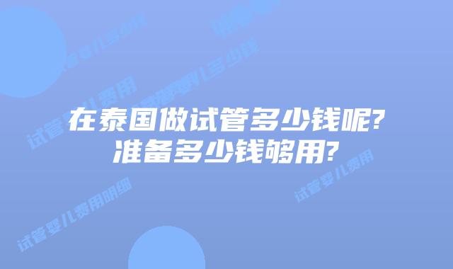 在泰国做试管多少钱呢?准备多少钱够用?