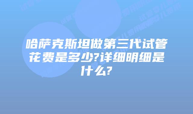 哈萨克斯坦做第三代试管花费是多少?详细明细是什么?