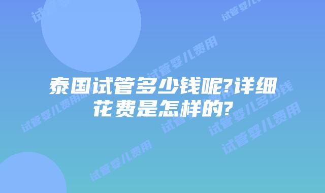 泰国试管多少钱呢?详细花费是怎样的?