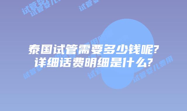泰国试管需要多少钱呢?详细话费明细是什么?