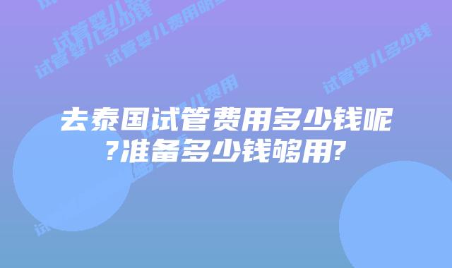 去泰国试管费用多少钱呢?准备多少钱够用?