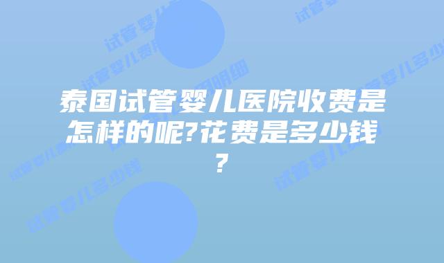 泰国试管婴儿医院收费是怎样的呢?花费是多少钱?