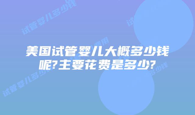 美国试管婴儿大概多少钱呢?主要花费是多少?