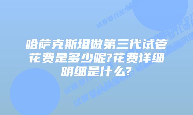 哈萨克斯坦做第三代试管花费是多少呢?花费详细明细是什么?
