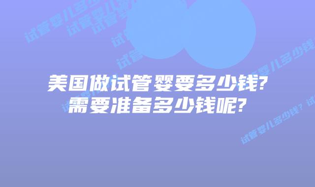 美国做试管婴要多少钱?需要准备多少钱呢?