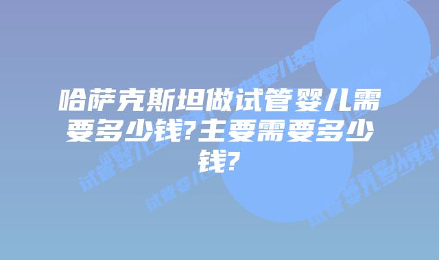 哈萨克斯坦做试管婴儿需要多少钱?主要需要多少钱?