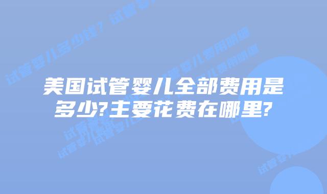 美国试管婴儿全部费用是多少?主要花费在哪里?