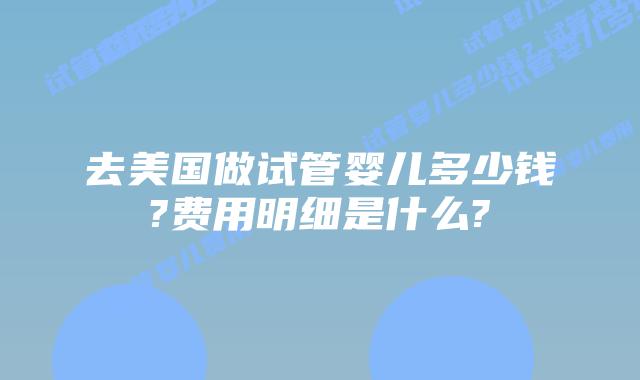 去美国做试管婴儿多少钱?费用明细是什么?