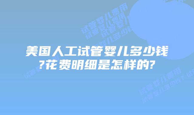 美国人工试管婴儿多少钱?花费明细是怎样的?