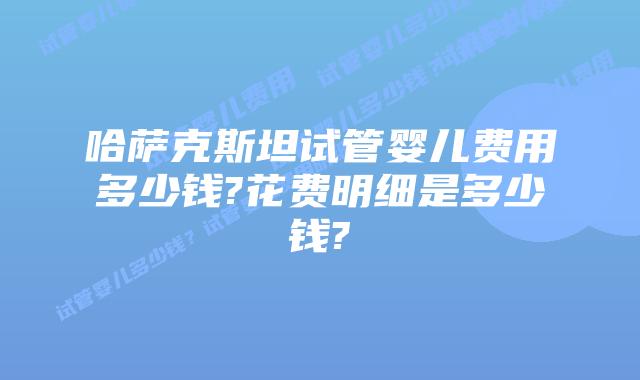 哈萨克斯坦试管婴儿费用多少钱?花费明细是多少钱?