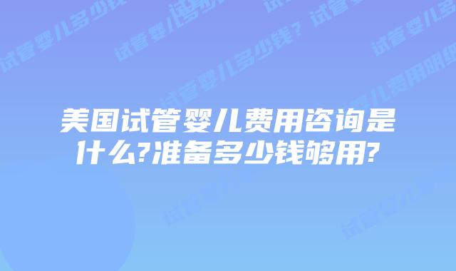 美国试管婴儿费用咨询是什么?准备多少钱够用?