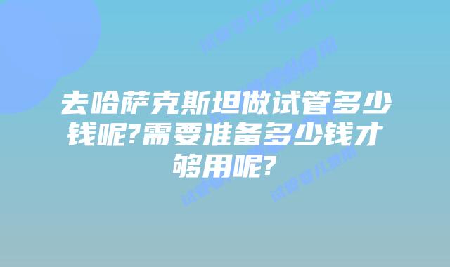去哈萨克斯坦做试管多少钱呢?需要准备多少钱才够用呢?