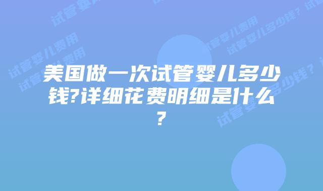 美国做一次试管婴儿多少钱?详细花费明细是什么?
