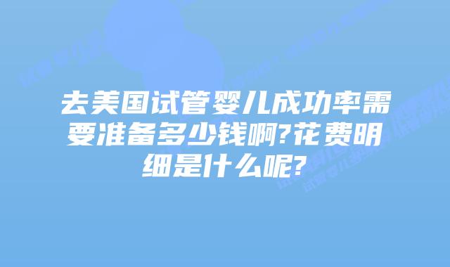 去美国试管婴儿成功率需要准备多少钱啊?花费明细是什么呢?