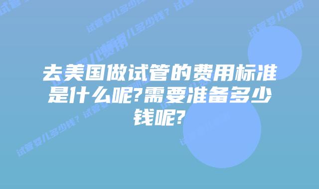 去美国做试管的费用标准是什么呢?需要准备多少钱呢?