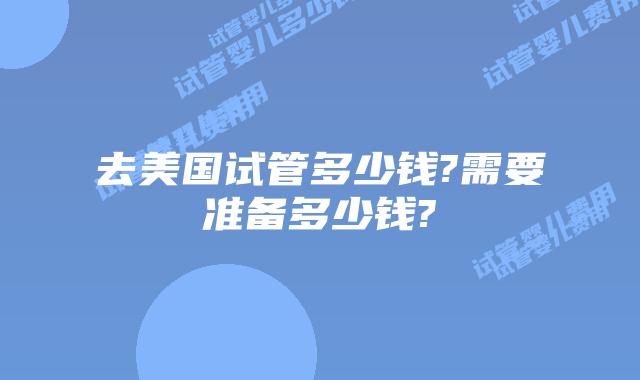 去美国试管多少钱?需要准备多少钱?