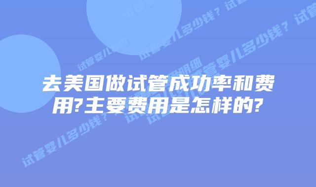 去美国做试管成功率和费用?主要费用是怎样的?