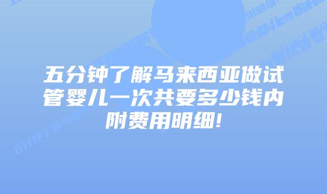 五分钟了解马来西亚做试管婴儿一次共要多少钱内附费用明细!