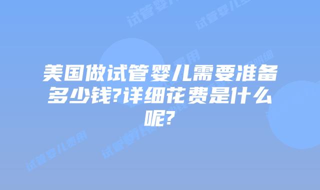 美国做试管婴儿需要准备多少钱?详细花费是什么呢?