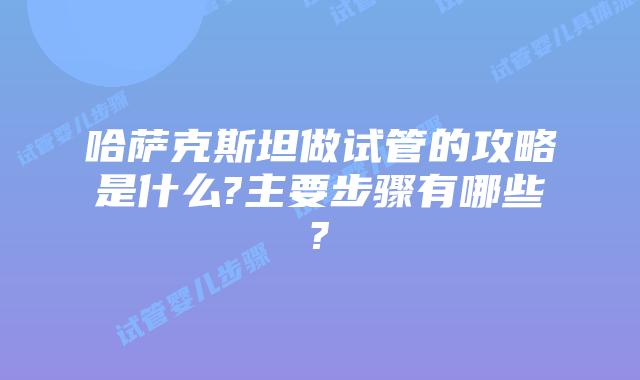 哈萨克斯坦做试管的攻略是什么?主要步骤有哪些?