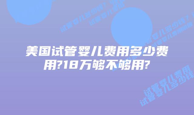 美国试管婴儿费用多少费用?18万够不够用?