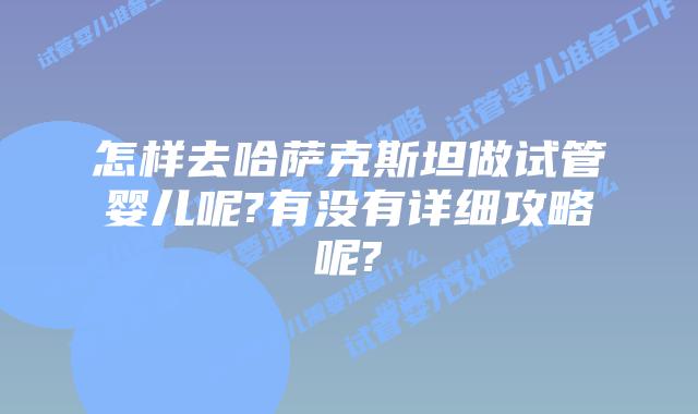 怎样去哈萨克斯坦做试管婴儿呢?有没有详细攻略呢?