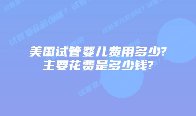 美国试管婴儿费用多少?主要花费是多少钱?