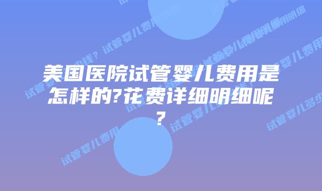 美国医院试管婴儿费用是怎样的?花费详细明细呢?