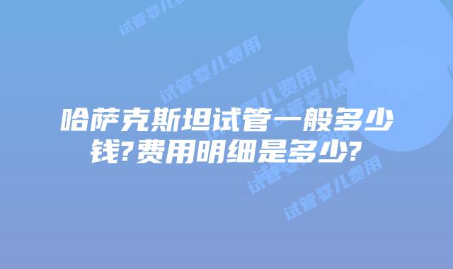 哈萨克斯坦试管一般多少钱?费用明细是多少?