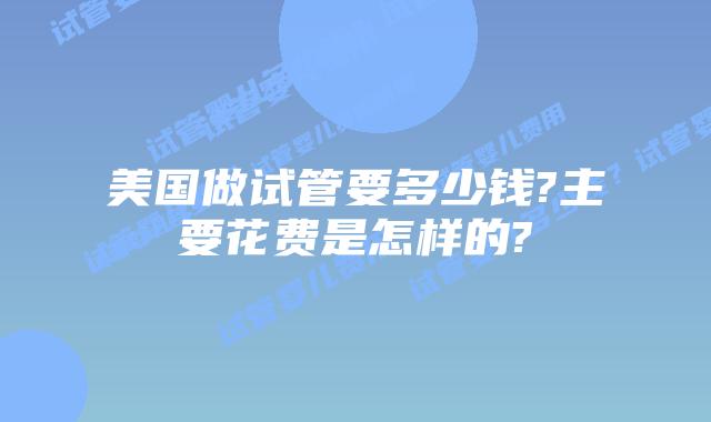 美国做试管要多少钱?主要花费是怎样的?