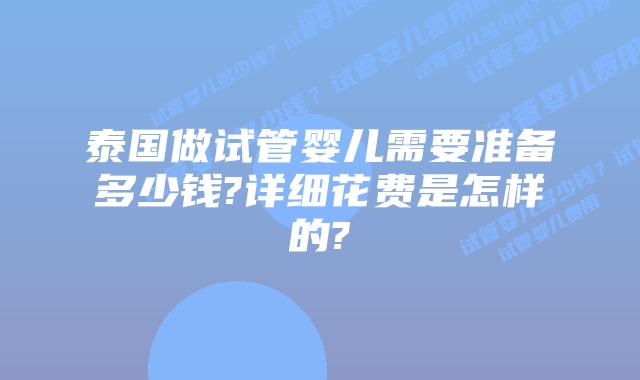 泰国做试管婴儿需要准备多少钱?详细花费是怎样的?