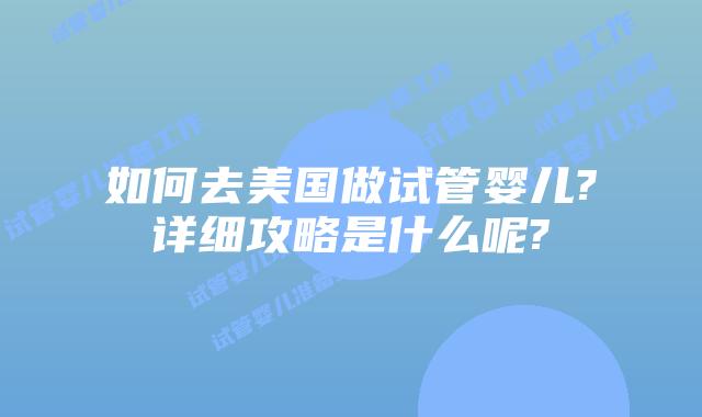 如何去美国做试管婴儿?详细攻略是什么呢?