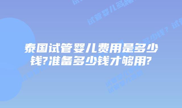 泰国试管婴儿费用是多少钱?准备多少钱才够用?
