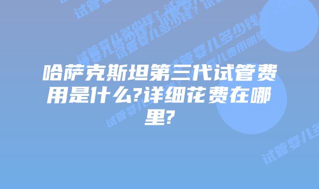 哈萨克斯坦第三代试管费用是什么?详细花费在哪里?