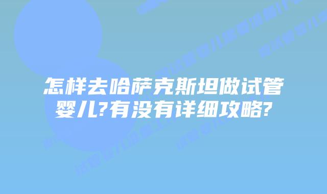 怎样去哈萨克斯坦做试管婴儿?有没有详细攻略?