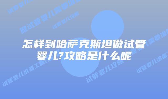 怎样到哈萨克斯坦做试管婴儿?攻略是什么呢