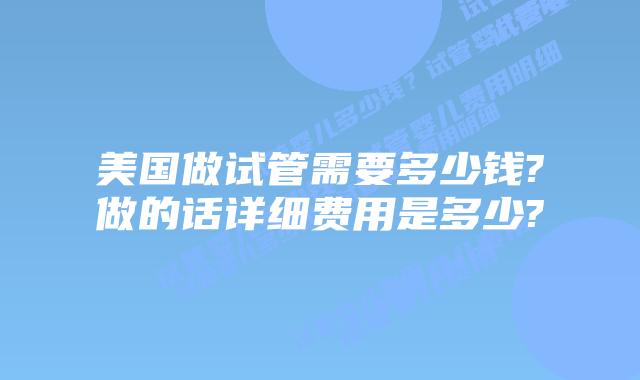 美国做试管需要多少钱?做的话详细费用是多少?