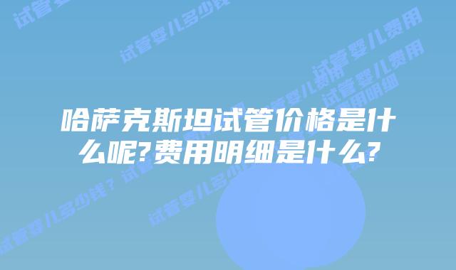 哈萨克斯坦试管价格是什么呢?费用明细是什么?