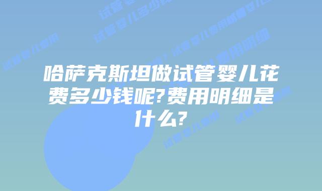 哈萨克斯坦做试管婴儿花费多少钱呢?费用明细是什么?