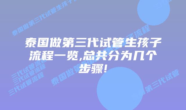 泰国做第三代试管生孩子流程一览,总共分为几个步骤!