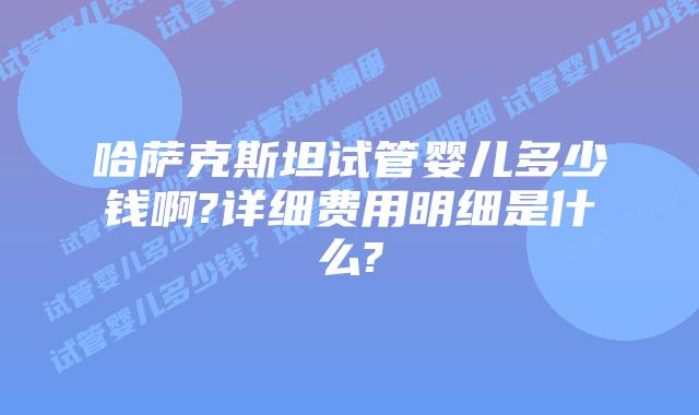 哈萨克斯坦试管婴儿多少钱啊?详细费用明细是什么?
