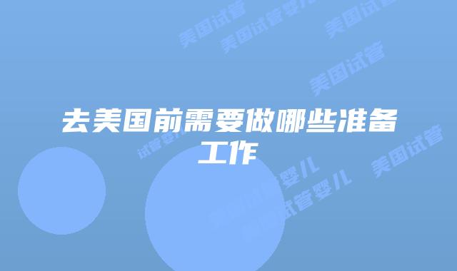 去美国前需要做哪些准备工作