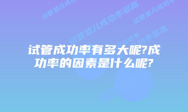 试管成功率有多大呢?成功率的因素是什么呢?