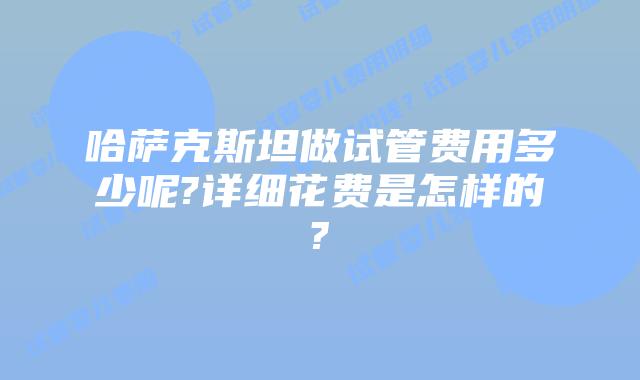 哈萨克斯坦做试管费用多少呢?详细花费是怎样的?