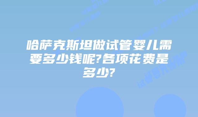 哈萨克斯坦做试管婴儿需要多少钱呢?各项花费是多少?