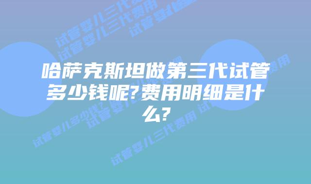 哈萨克斯坦做第三代试管多少钱呢?费用明细是什么?