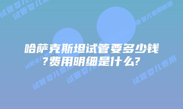 哈萨克斯坦试管要多少钱?费用明细是什么?