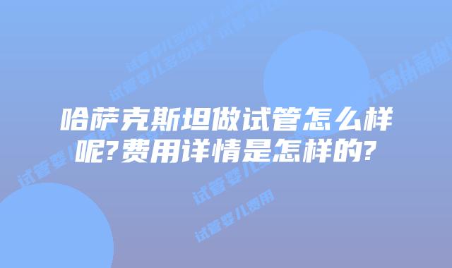 哈萨克斯坦做试管怎么样呢?费用详情是怎样的?