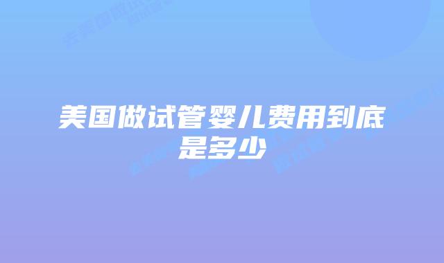 美国做试管婴儿费用到底是多少