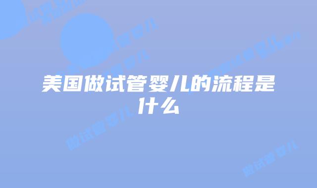 美国做试管婴儿的流程是什么